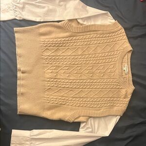 Men's Beige Cable Knit Sweater Vest